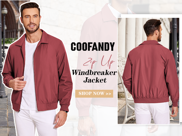 COOFANDY Men's Lightweight Jackets Casual Bomber Windbreaker Zip Up Collared Jacket Golf Windproof Coat