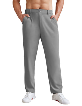 COOFANDY Men's Chino Pants Relaxed Fit Elastic Waist Basic Flat Front Drawstring Casual Pants