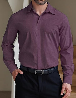 COOFANDY Men's Formal Dress Shirt Hidden Button Front Wrinkle Free Shirt Regular Fit Stretch Business Casual Shirts S-XXXL