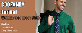 COOFANDY Mens Dress Shirts Long Sleeve 4-Way Stretch Wrinkle Free Shirts Button Down Business Formal Shirts S-XXXL