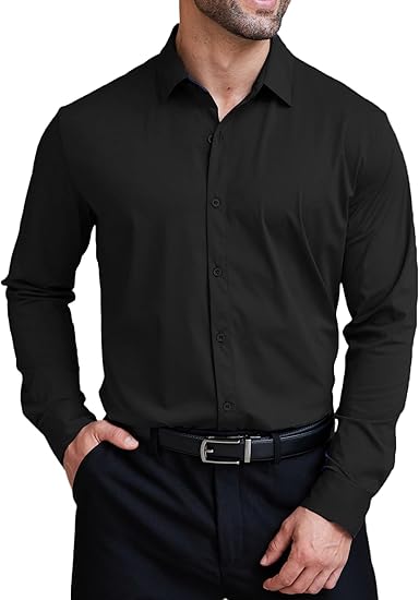 COOFANDY Mens Dress Shirts Long Sleeve 4-Way Stretch Wrinkle Free Shirts Button Down Business Formal Shirts S-XXXL