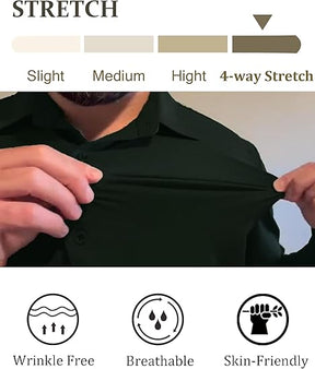 COOFANDY Mens Dress Shirts Long Sleeve 4-Way Stretch Wrinkle Free Shirts Button Down Business Formal Shirts S-XXXL