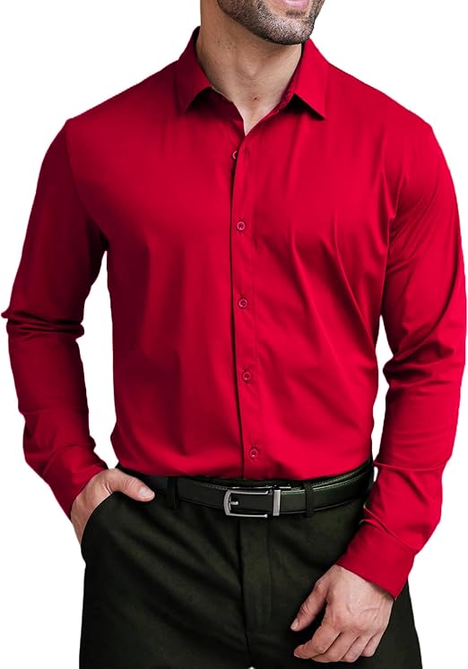 COOFANDY Mens Dress Shirts Long Sleeve 4-Way Stretch Wrinkle Free Shirts Button Down Business Formal Shirts S-XXXL