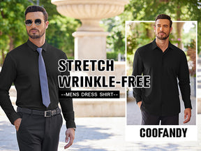 COOFANDY Men's Muscle Fit Dress Shirts Wrinkle Free Long Sleeve Button Down Shirt Stretch Business Shirt