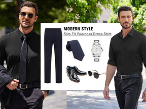 COOFANDY Men's Muscle Fit Dress Shirts Wrinkle Free Long Sleeve Button Down Shirt Stretch Business Shirt