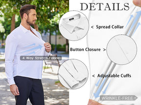 COOFANDY Men's Muscle Fit Dress Shirts Wrinkle Free Long Sleeve Button Down Shirt Stretch Business Shirt