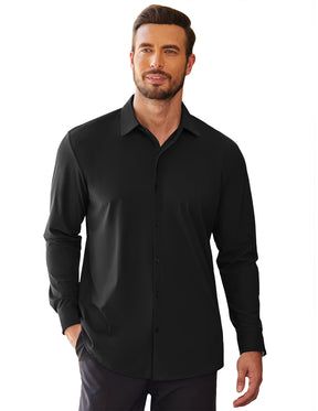 COOFANDY Men's Muscle Fit Dress Shirts Wrinkle Free Long Sleeve Button Down Shirt Stretch Business Shirt