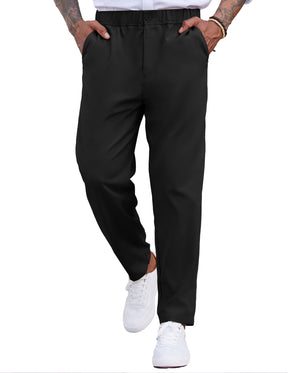 COOFANDY Men's Casual Pants Relaxed Fit Flat Front Expandable Waist Chino Slack Trousers