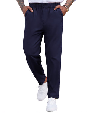 COOFANDY Men's Casual Pants Relaxed Fit Flat Front Expandable Waist Chino Slack Trousers