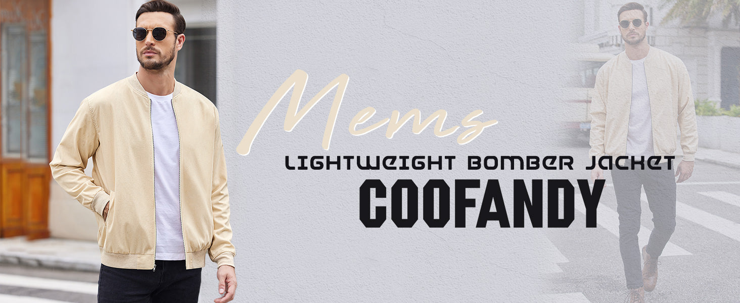 COOFANDY Men's Cotton Bomber Jacket Lightweight Flight Jackets Casual Softshell Varisty Jacket S-XXL