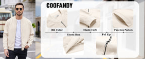 COOFANDY Men's Cotton Bomber Jacket Lightweight Flight Jackets Casual Softshell Varisty Jacket S-XXL