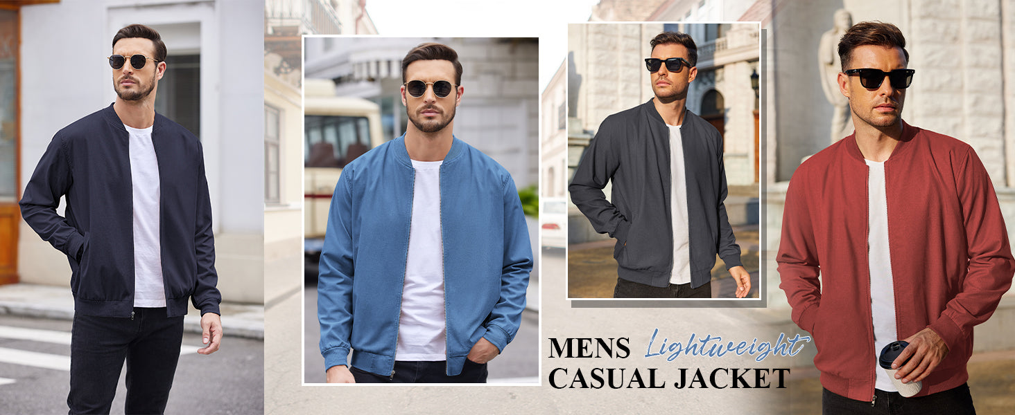 COOFANDY Men's Cotton Bomber Jacket Lightweight Flight Jackets Casual Softshell Varisty Jacket S-XXL