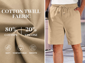 COOFANDY Mens Casual Elastic Waist Pull On Shorts Cotton Drawstring Relaxed Fit Summer Dress Shorts with Pockets