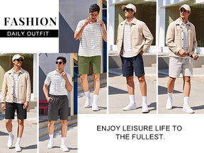 COOFANDY Mens Casual Elastic Waist Pull On Shorts Cotton Drawstring Relaxed Fit Summer Dress Shorts with Pockets