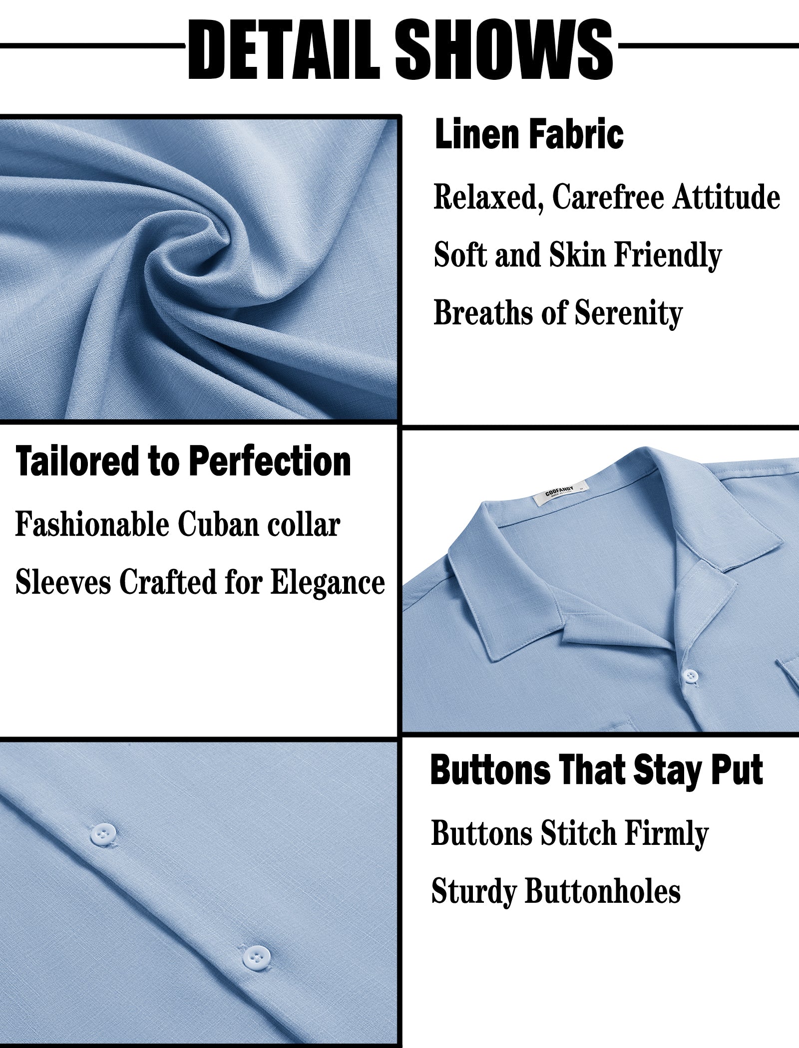 COOFANDY Men's Linen Short Sleeve Button Down Casual Cuban Collar Summer Beach Shirts Vacation Essentials