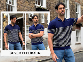 COOFANDY Men's Knit Polo Shirts Short Sleeve Striped Golf Polo Shirts Lightweight Casual Collared T Shirt
