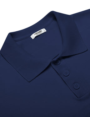 COOFANDY Men's Knit Polo Shirts Short Sleeve Striped Golf Polo Shirts Lightweight Casual Collared T Shirt