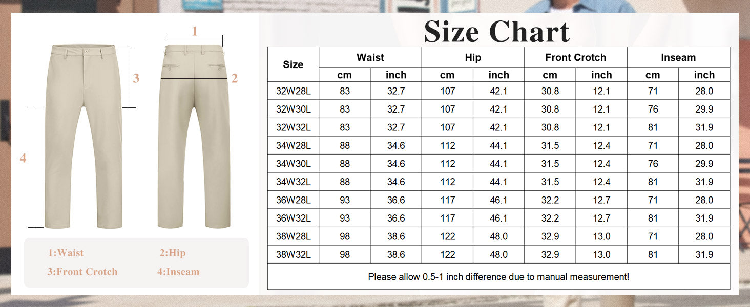 COOFANDY Men's Casual Pants Classic Fit Straight Legs Flat Front Twill Pants