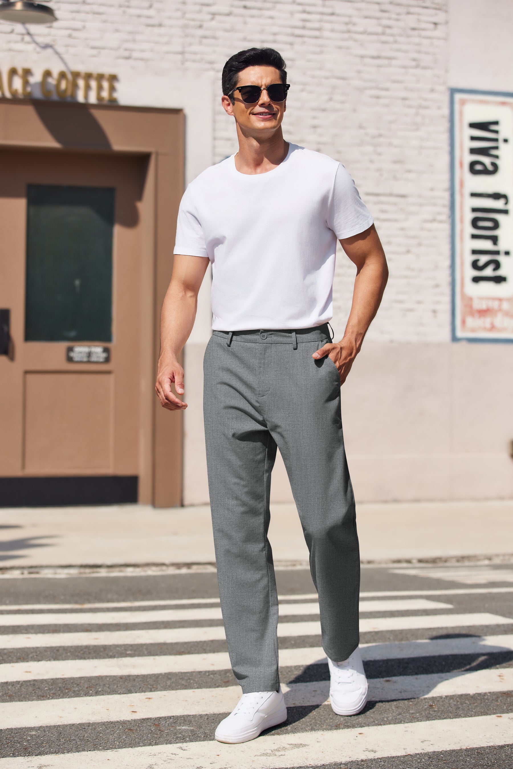 COOFANDY Men's Casual Pants Classic Fit Straight Legs Flat Front Twill Pants