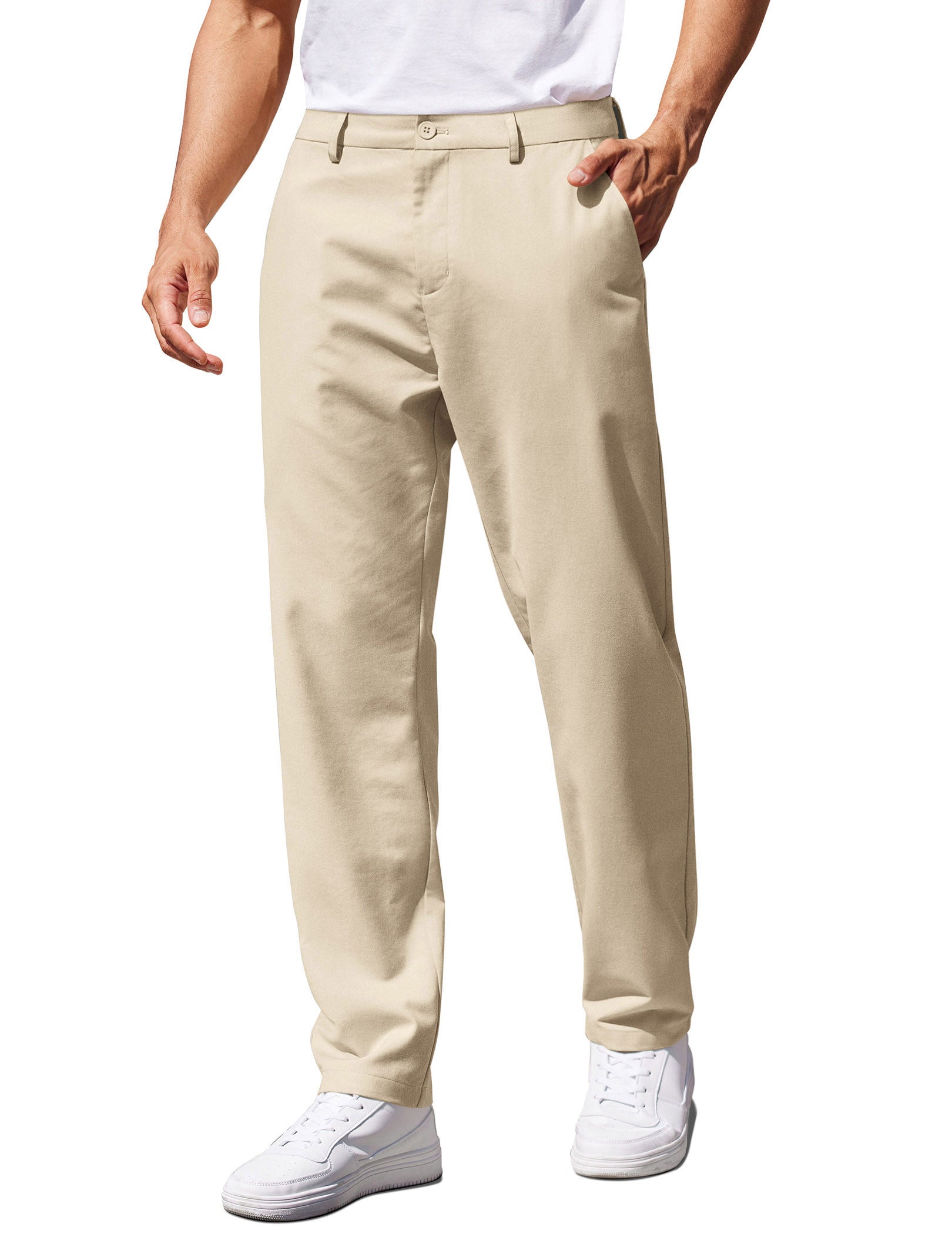 COOFANDY Men's Casual Pants Classic Fit Straight Legs Flat Front Twill Pants