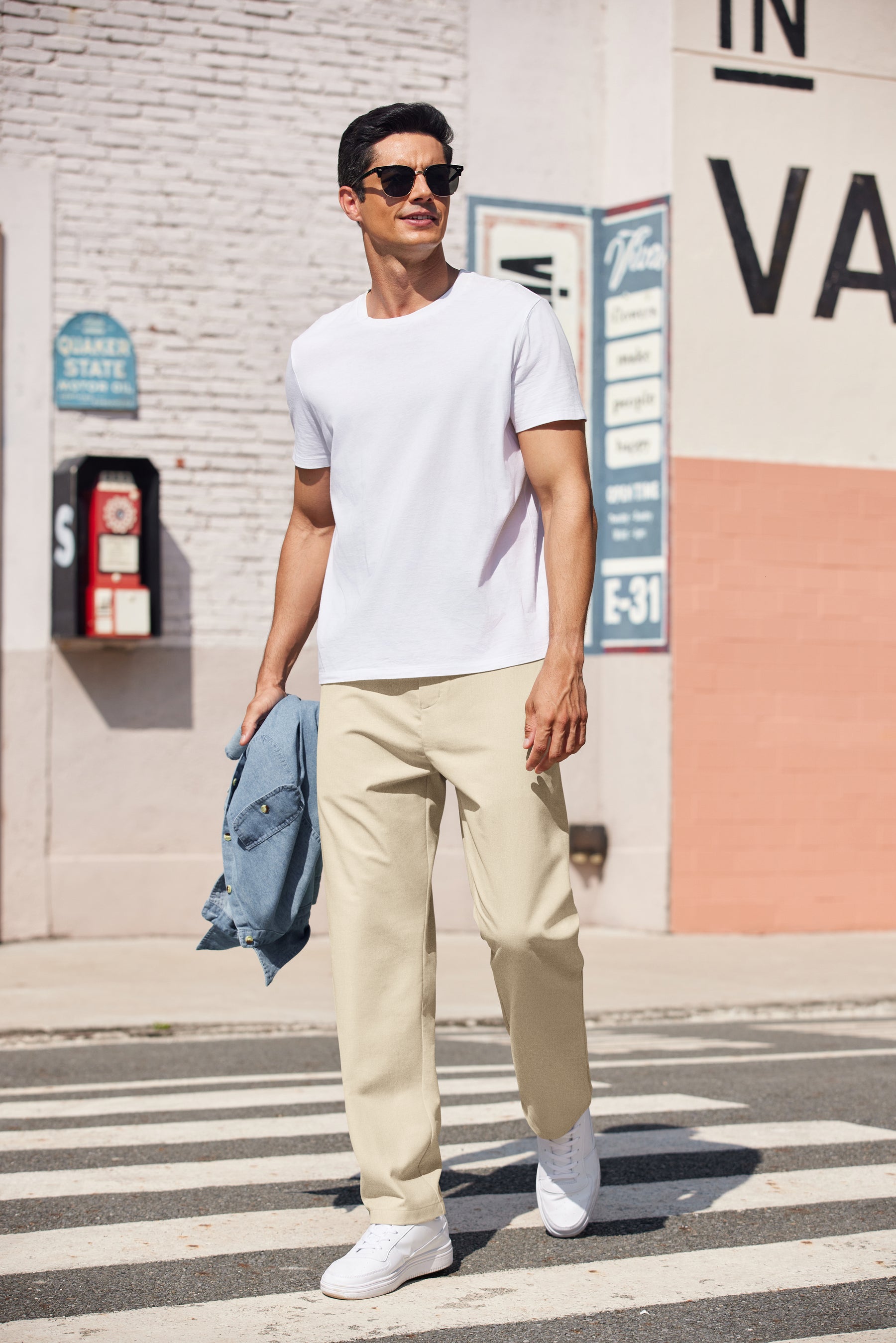 COOFANDY Men's Casual Pants Classic Fit Straight Legs Flat Front Twill Pants
