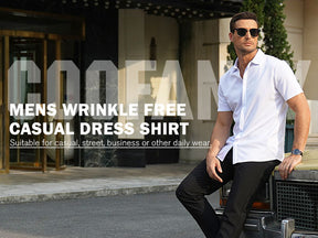 COOFANDY Mens Short Sleeve Wrinkle Free Shirt Casual Button Down Shirt Summer Dress Shirt