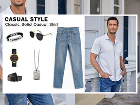 COOFANDY Mens Short Sleeve Wrinkle Free Shirt Casual Button Down Shirt Summer Dress Shirt