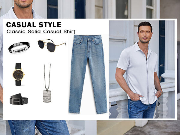 COOFANDY Mens Short Sleeve Wrinkle Free Shirt Casual Button Down Shirt Summer Dress Shirt