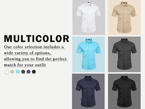 COOFANDY Mens Short Sleeve Wrinkle Free Shirt Casual Button Down Shirt Summer Dress Shirt