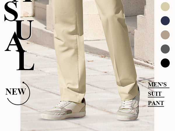 COOFANDY Mens Dress Pants Expandable Waist Wrinkle Free Suit Pants Flat Front Casual Dress Slacks