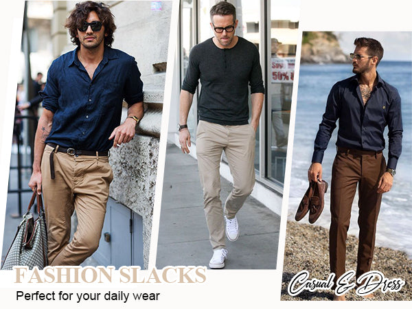 COOFANDY Mens Dress Pants Expandable Waist Wrinkle Free Suit Pants Flat Front Casual Dress Slacks