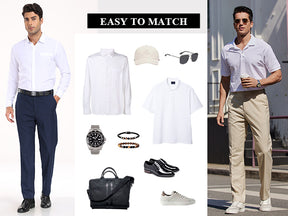 COOFANDY Mens Dress Pants Expandable Waist Wrinkle Free Suit Pants Flat Front Casual Dress Slacks