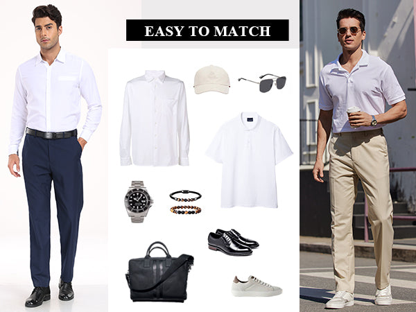 COOFANDY Mens Dress Pants Expandable Waist Wrinkle Free Suit Pants Flat Front Casual Dress Slacks