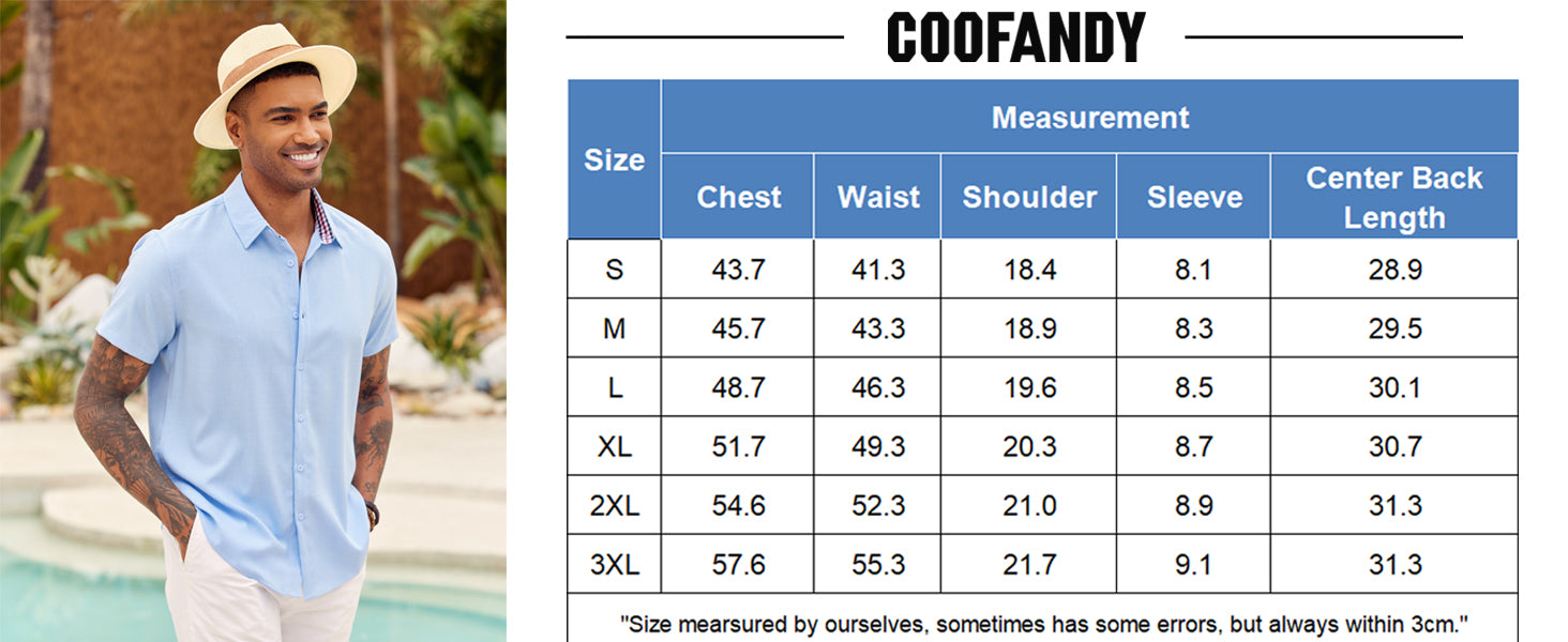 COOFANDY Mens Linen Shirt Short Sleeve Button Down Shirts Casual Plaid Collar Summer Beach Shirts S-XXXL