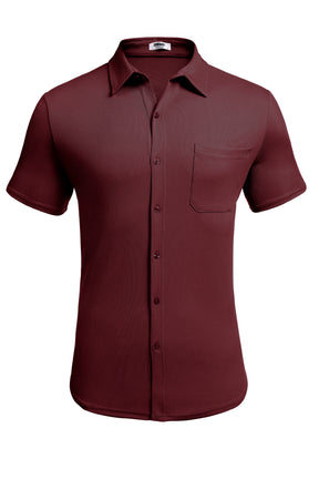 COOFANDY Men's Stretch Dress Shirts Short Sleeve Wrinkle Free Casual Button Down Shirts