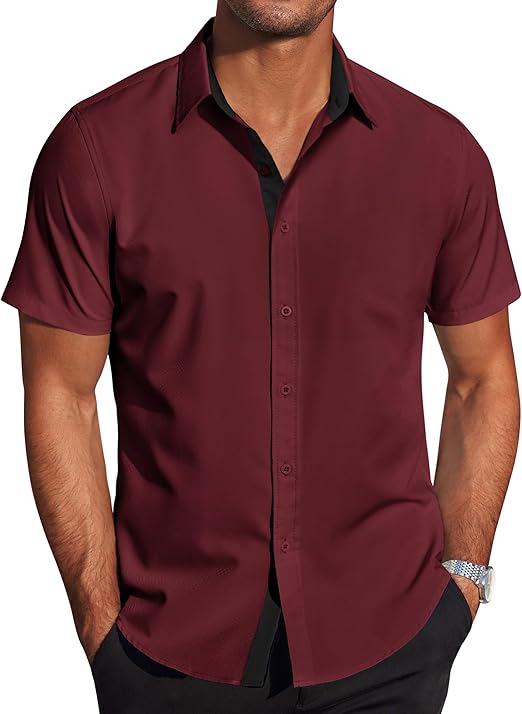 COOFANDY Men's Wrinkle Free Business Dress Shirts Short Sleeve Button Down Shirts S-XXXL