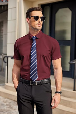 COOFANDY Men's Wrinkle Free Business Dress Shirts Short Sleeve Button Down Shirts S-XXXL