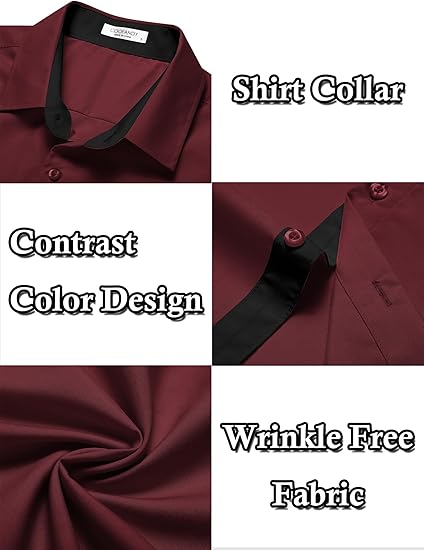 COOFANDY Men's Wrinkle Free Business Dress Shirts Short Sleeve Button Down Shirts S-XXXL