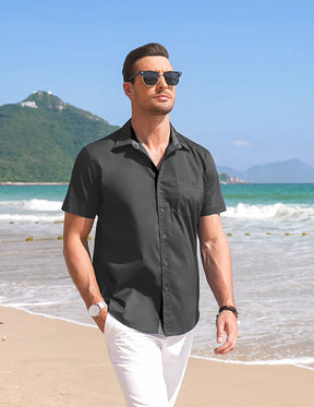 COOFANDY Men's Dress Shirt Wrinkle Free Regular Fit Stretch Short Sleeve Button Down Shirts