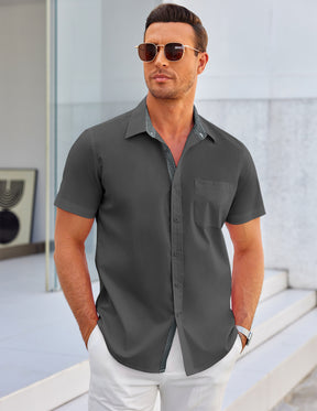 COOFANDY Men's Dress Shirt Wrinkle Free Regular Fit Stretch Short Sleeve Button Down Shirts