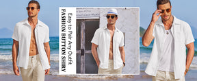 COOFANDY Mens Casual Shirts Short Sleeve Button Down Shirts Fashion Textured Summer Beach Shirt S-XXL