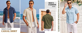 COOFANDY Mens Casual Shirts Short Sleeve Button Down Shirts Fashion Textured Summer Beach Shirt S-XXL