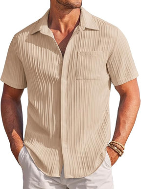 COOFANDY Mens Casual Shirts Short Sleeve Button Down Shirts Fashion Textured Summer Beach Shirt S-XXL