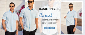 COOFANDY Mens Casual Dress Shirt Short Sleeve Wrinkle Free Dress Shirt Business Casual Shirts S-XXXL