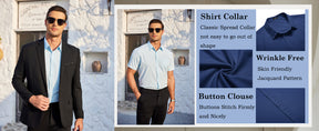 COOFANDY Mens Casual Dress Shirt Short Sleeve Wrinkle Free Dress Shirt Business Casual Shirts S-XXXL
