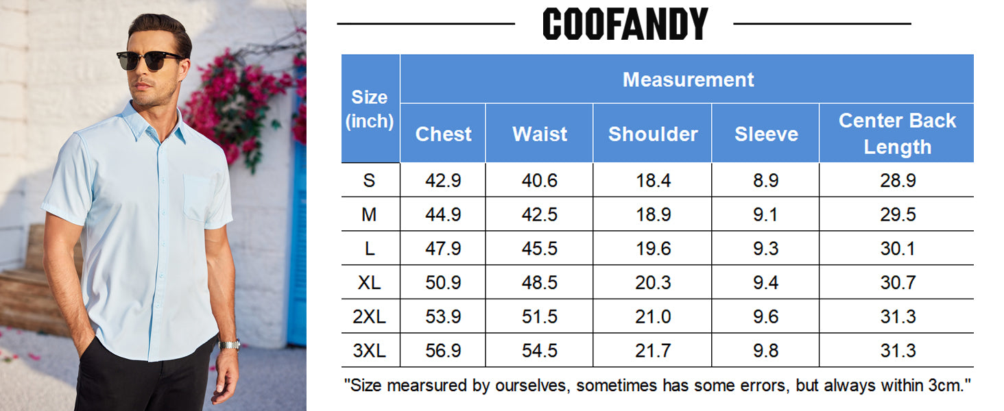 COOFANDY Mens Casual Dress Shirt Short Sleeve Wrinkle Free Dress Shirt Business Casual Shirts S-XXXL
