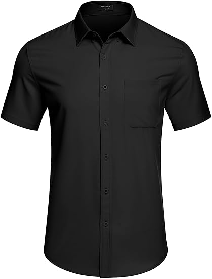 COOFANDY Mens Casual Dress Shirt Short Sleeve Wrinkle Free Dress Shirt Business Casual Shirts S-XXXL