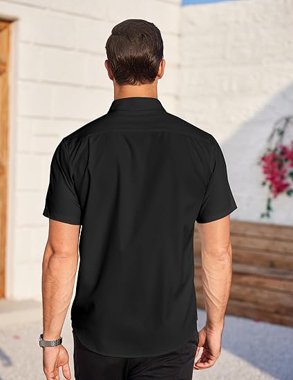 COOFANDY Mens Casual Dress Shirt Short Sleeve Wrinkle Free Dress Shirt Business Casual Shirts S-XXXL