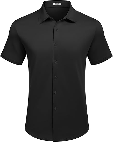 COOFANDY Mens Casual Wrinkle Free Shirts Short Sleeve Button Down Summer Stretch Dress Shirt S-XXL
