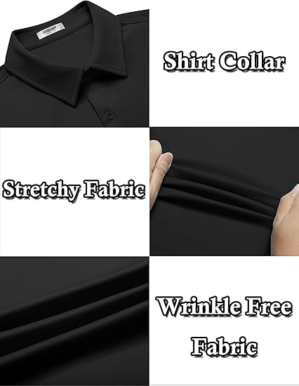 COOFANDY Mens Casual Wrinkle Free Shirts Short Sleeve Button Down Summer Stretch Dress Shirt S-XXL